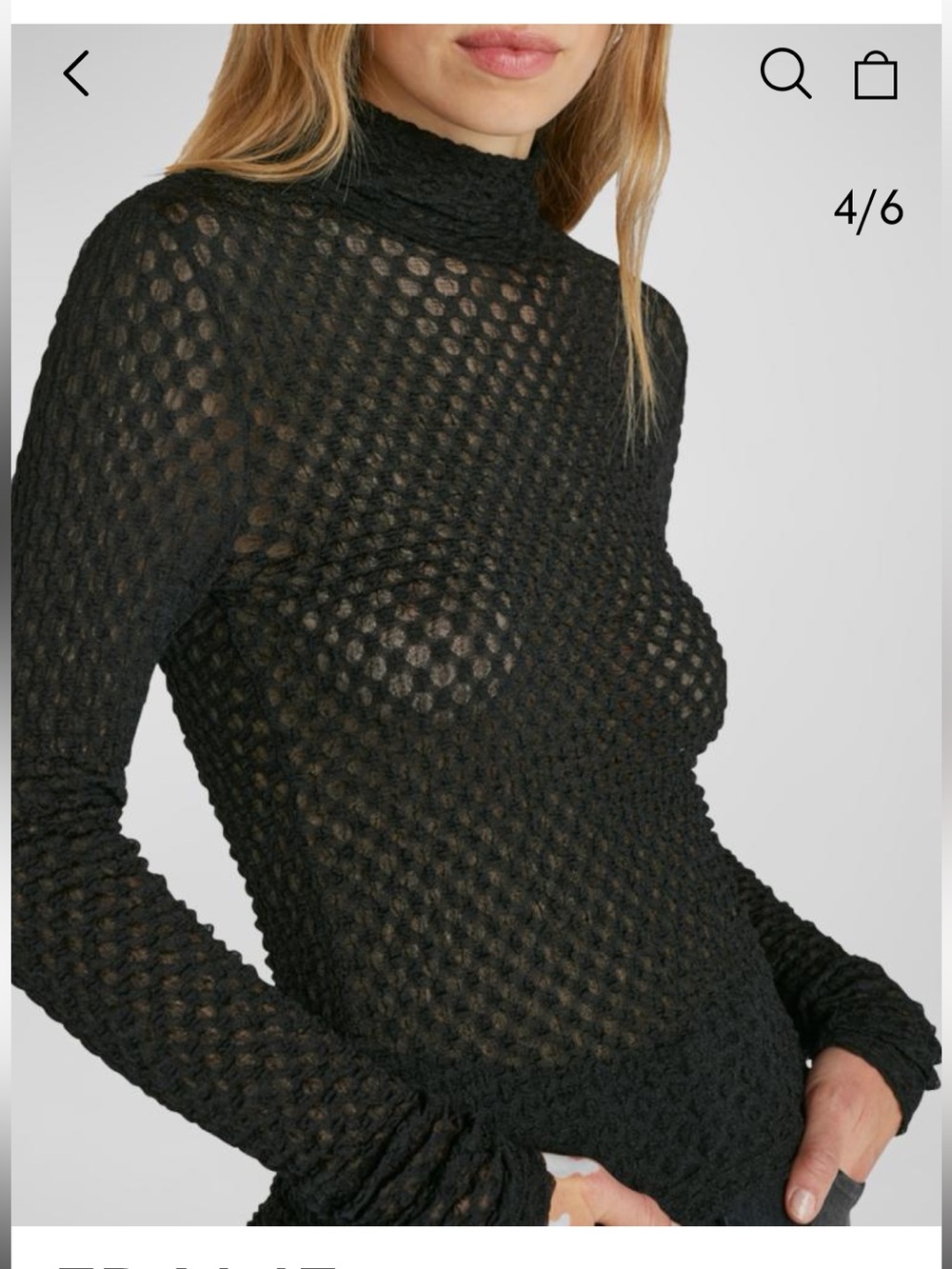 FRAME Stretch Lace Mesh Turtleneck Top S
